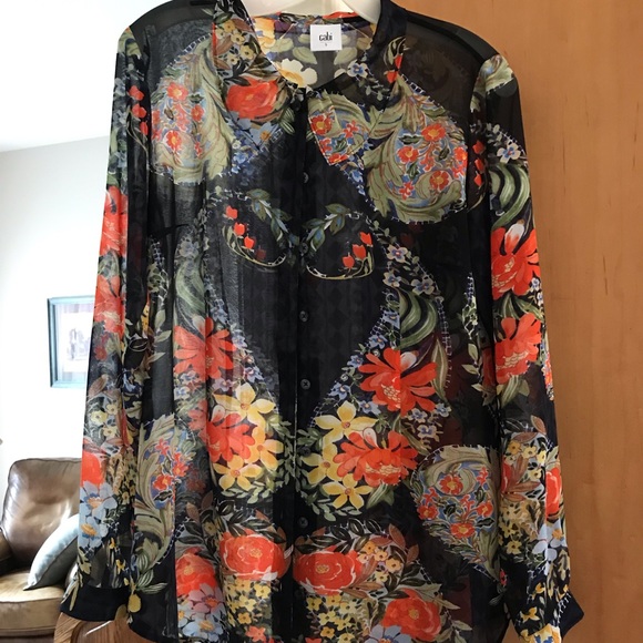 Cabi Floral sheer size S top - Picture 1 of 2